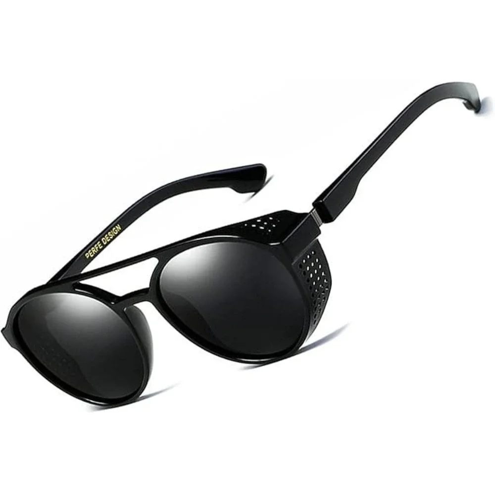 Stylish Round‎ Steampunk Sunglasses UV 400 Protection Side Shield Shades Retro